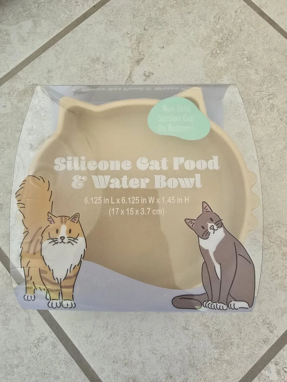 Silicone Cat Food & Water Bowl - Tan